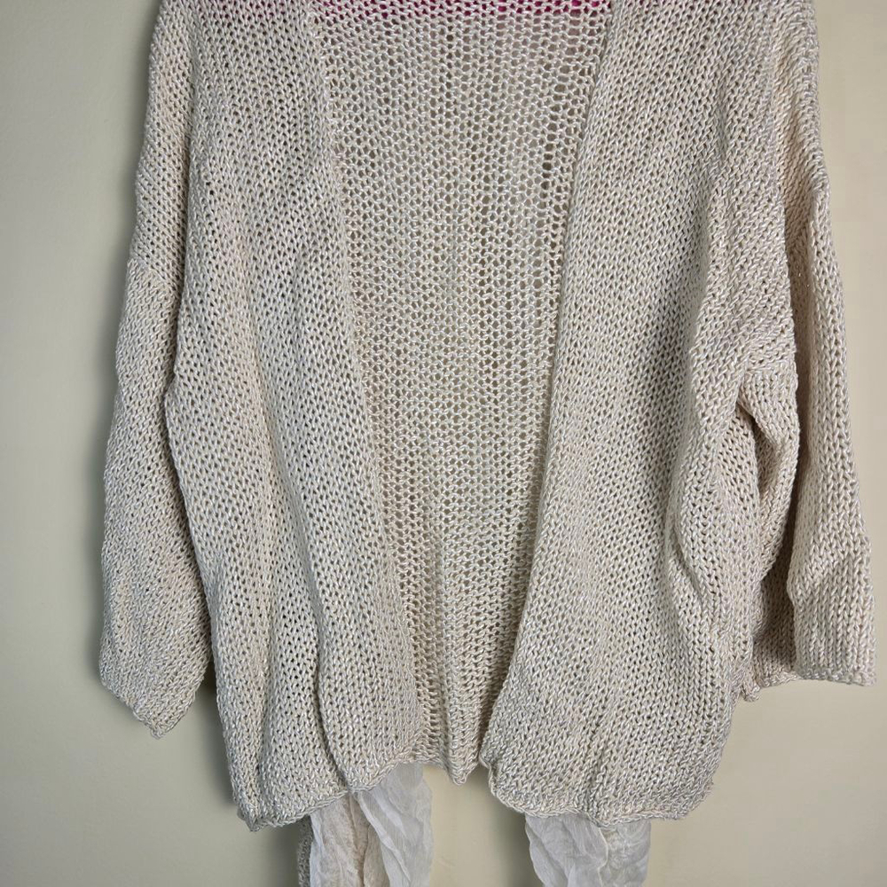 Women's Double U Beige & White Knit Cardigan M - Picture 11 of 12